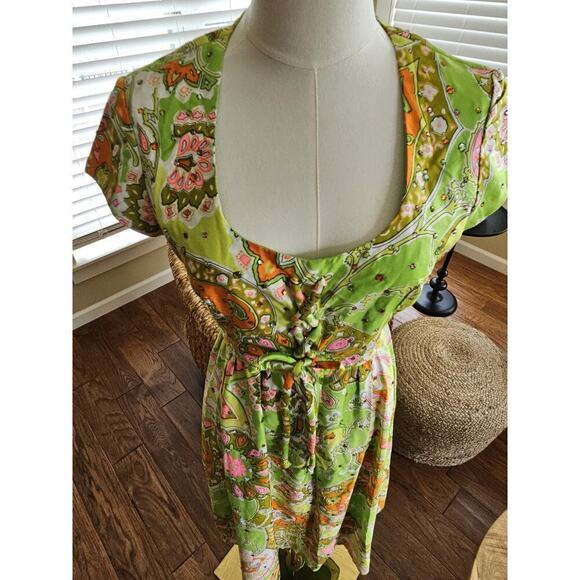 Union Made 1960's Vintage Retro Floral Dress Women's Size 8 Hippie Vibrant - Picture 2 of 11